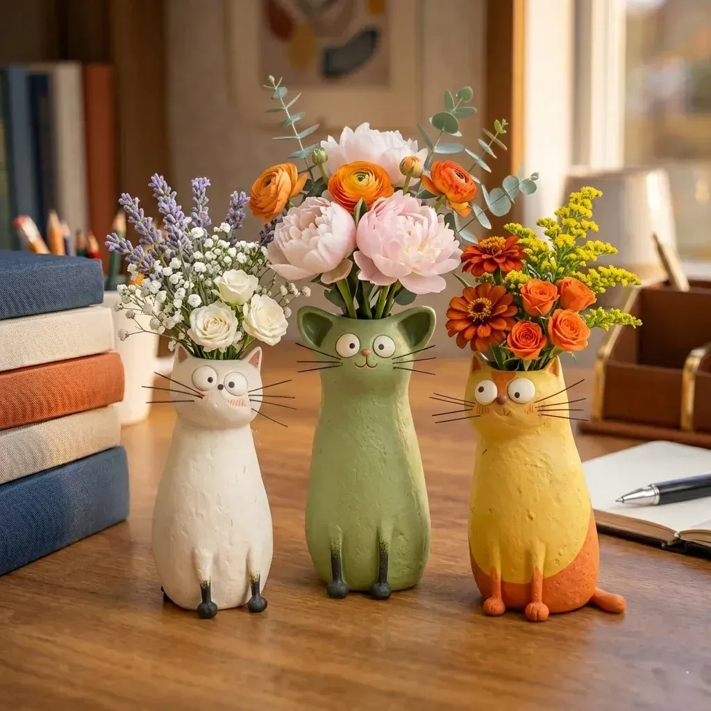 Handcrafted Quirky Cat Vase representing Indoor Charm decor